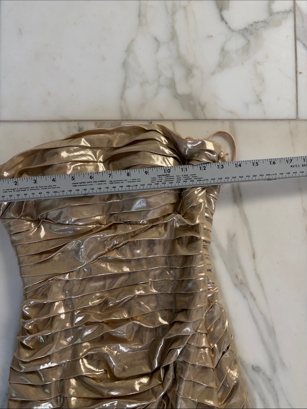 Retrofete Josie Strapless Ruched Metallic Gold Evening Gown size 4 - Picture 3 of 8